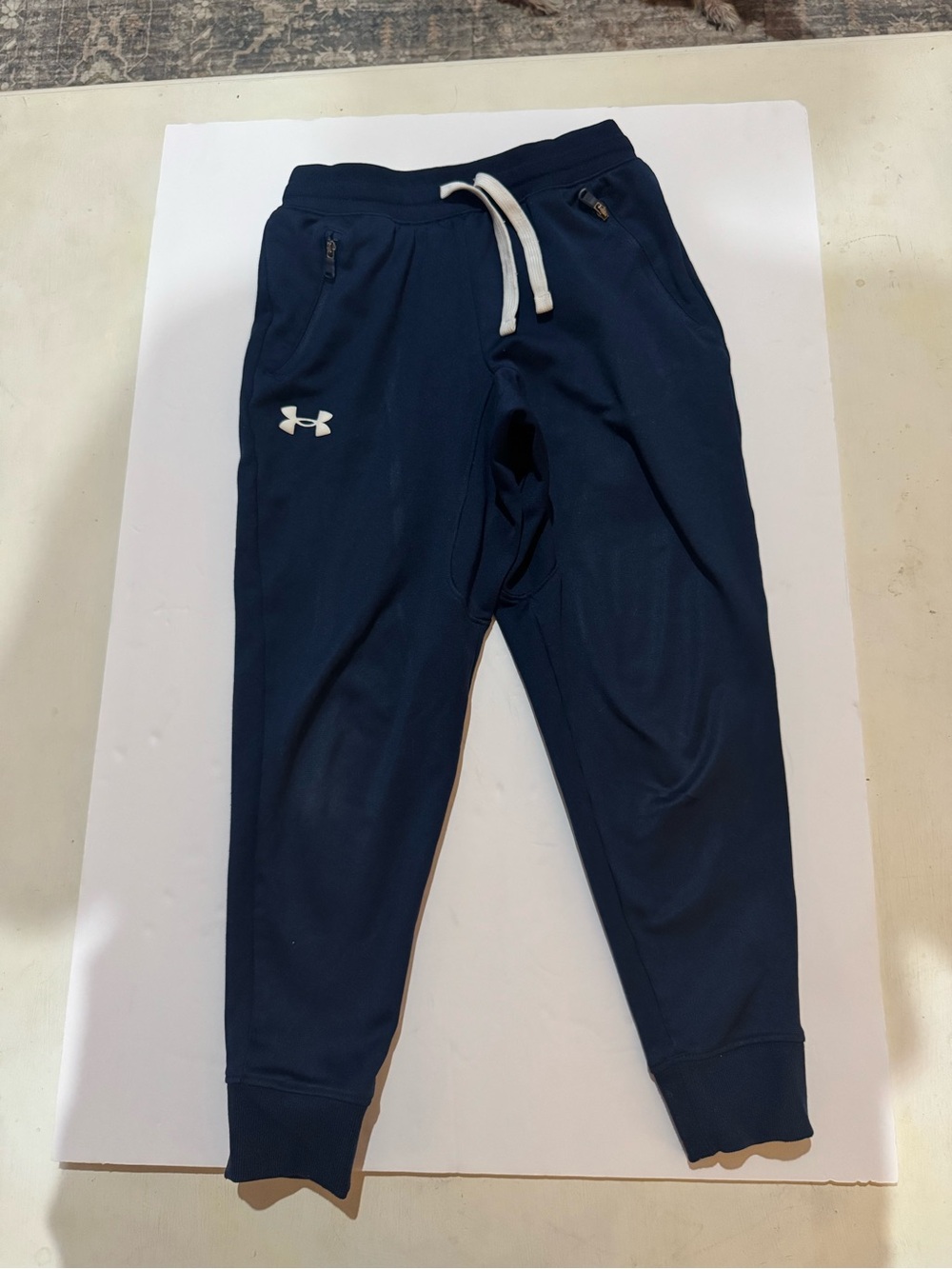 Under Armour Boys Navy Jogger Sweatpants with White Logo